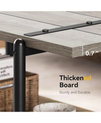 2-Tier Large Coffee Table 41" Wood with Storage Shelf, Farmhouse Metal Frame, Living Room