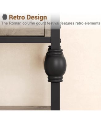  52 Inch 3-Drawer Industrial Metal 3-Tier Sofa Table Behind Couch, Hallway Storage Entryway Table