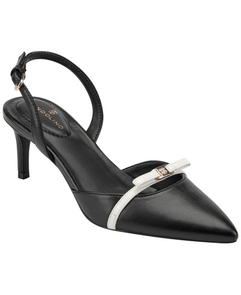 Женские туфли Bandolino Pracen Bow Slingback Kitten Heel Pumps, цвет: Чёрный / Белый