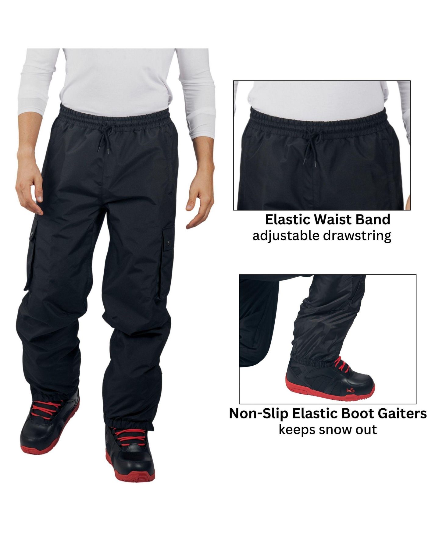 Мужские брюки Alpine Swiss Snow Pants 10K Waterproof Insulated Snowboard and Ski Pants, цвет: Чёрный — фото 4