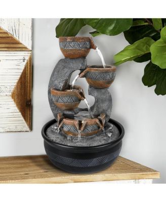 15.7” Tabletop Water Fountain with LED Lights, Desktop Waterfall Fountain with Relaxing Water Sounds for Home & Office Decor