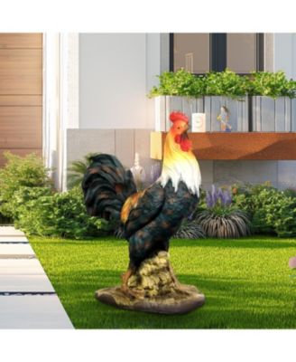 22.4" Rooster Concrete Garden Statue - Large Outdoor Chicken Decor for Garden, Patio, Deck, Home & Office