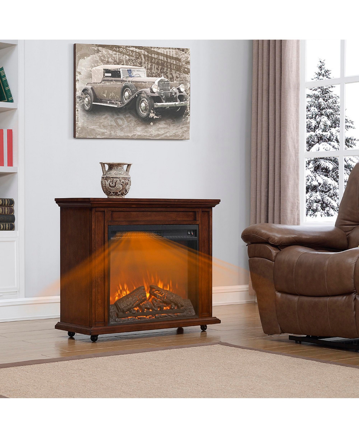 Flynama 23 inch Realistic Log Flame Led Overheat Protection Csa Ul Certified Electric Fireplace Insert Heater