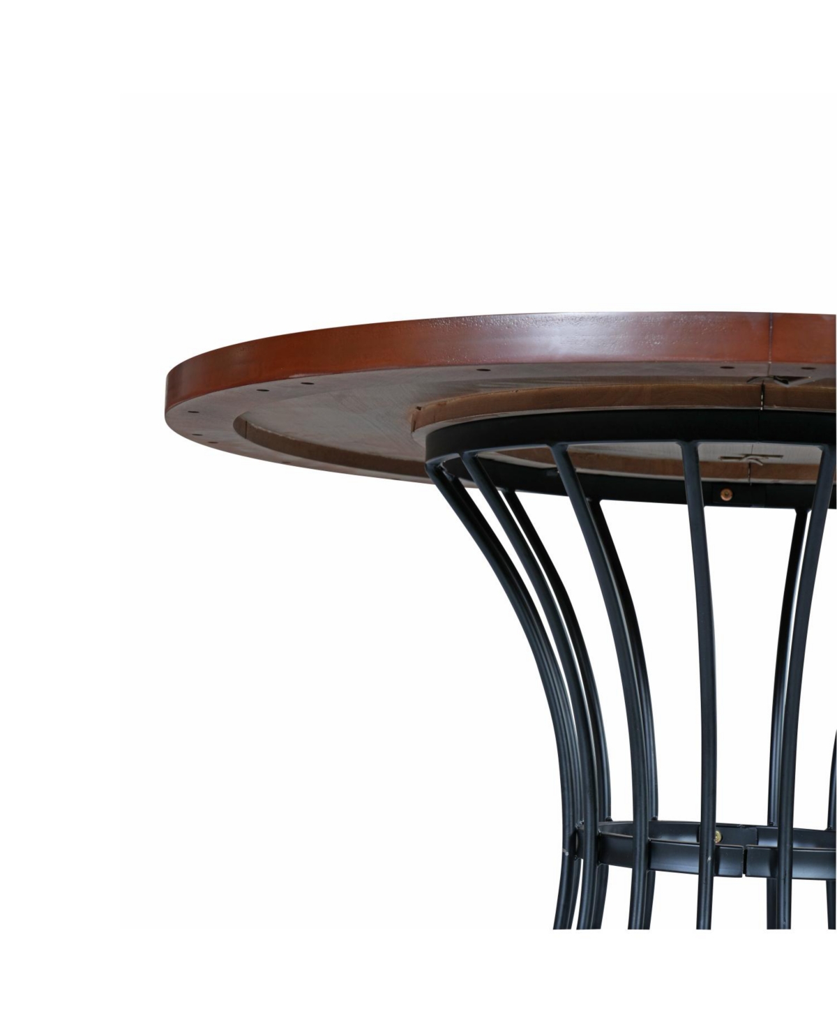 Streamdale Furniture Streamdale Oak Veneer 42" Round Dining Table - Wrought Iron Base, Rustic-Modern