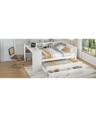 Daybed with Trundle, Storage, Shelves & Desk