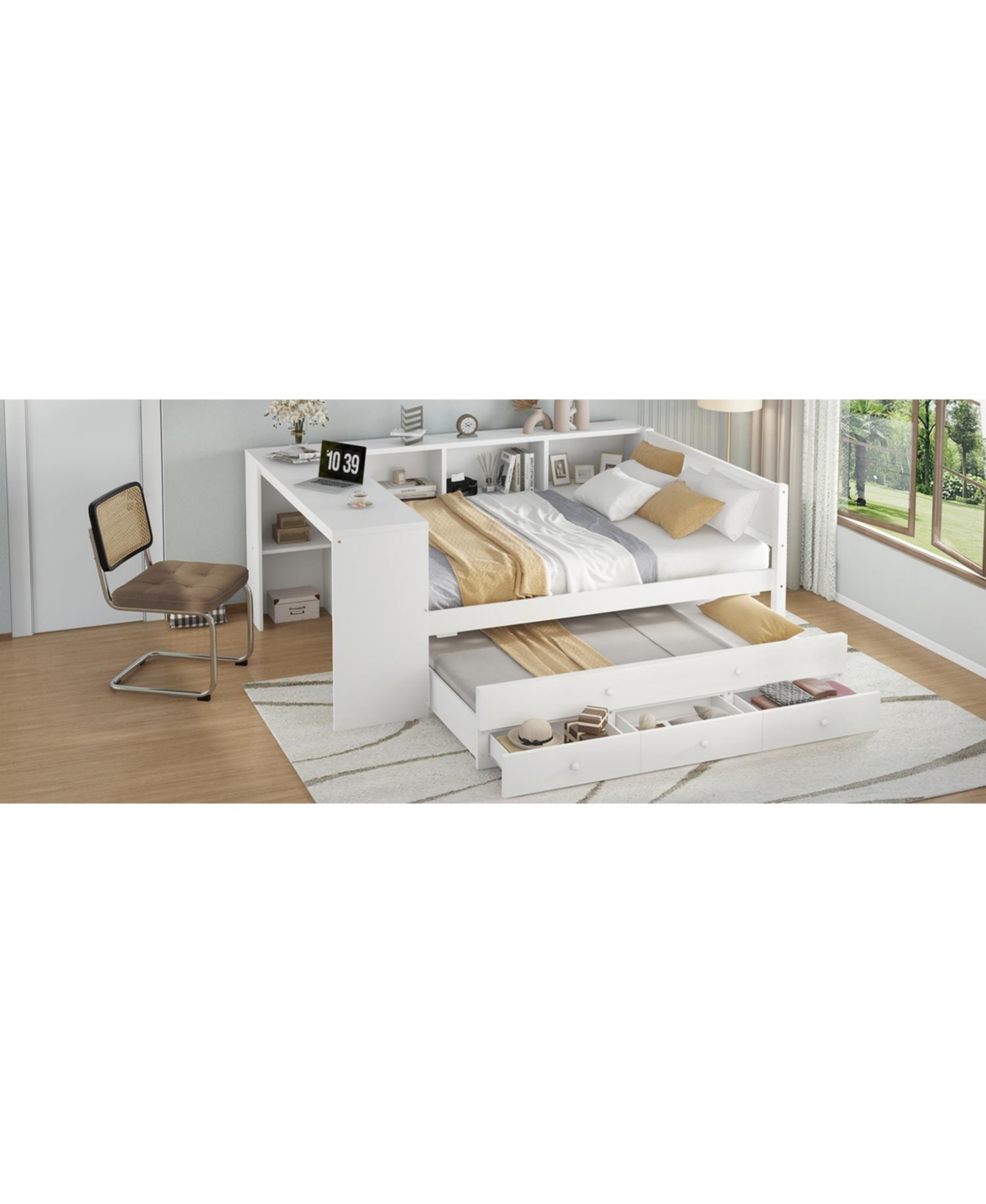 Streamdale Furniture Daybed with Trundle, Storage, Shelves & Desk