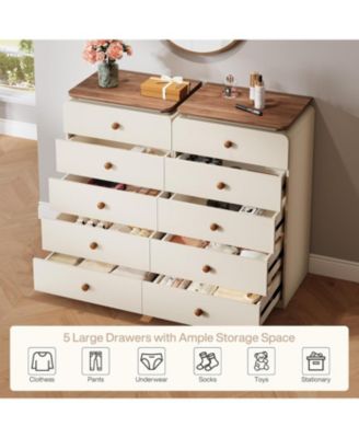 White Storage Cabinet with 5 Drawers, Vertiacl Drawer