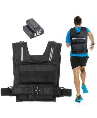 Adjustable Weighted Vest, 35 lb Vest with Iron Weights, Shoulder Pad and Reflective Stripe for Strength Training