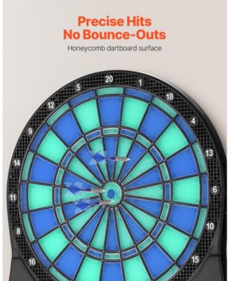 Electronic Dart Board, LED-Illuminated Dartboard with 48 Games, 500+ Variations and LCD Cricket Scoring for Up to 8 Players