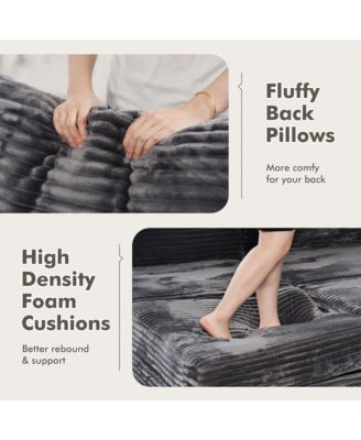 128'' Modular Sectional Sofa Couch, 5-Piece Comfy Corduroy Fabric Couch for Living Room, Modern L-Shaped Deep Seat Sofa with Chaise Ottoman