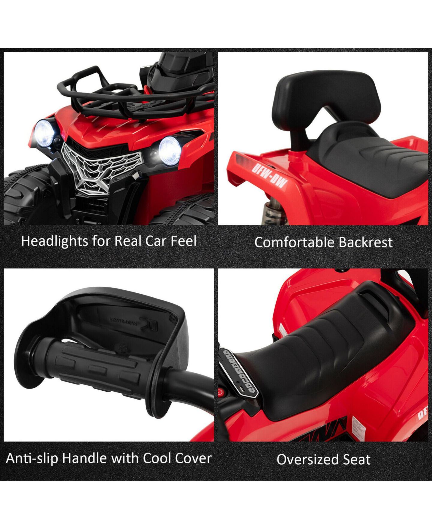 Детская игрушка SUGIFT 12V Kids Ride On 4 Wheeler with MP3 and LED Headlights, Ages 3-8, цвет: Красный — фото 4