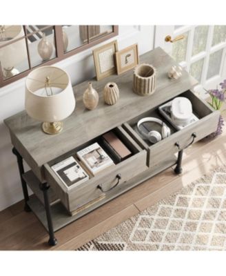 Entryway Console Table with 2 Drawers, Narrow Storage Table, Small Hallway Organizer, Shelves