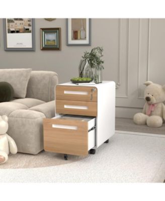 3 Drawer Mobile File Cabinet with Lock, Under Desk Metal Filing Cabinet for Home Office