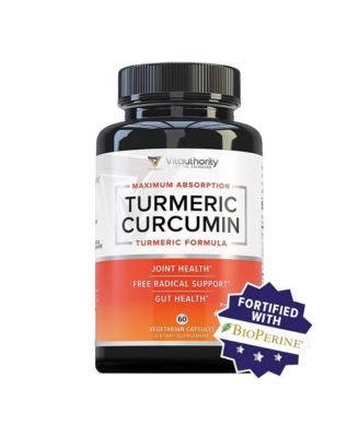 Turmeric Capsules with Bioperine Black Pepper, Antioxidant Support for Healthy Joints and Inflammation Relief, 60 ct