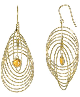 Sky Blue Topaz (2 ct. t.w.) Bezel Spiral Drop Earrings in 14k Gold-Plated Sterling Silver (Also Available in Citrine)