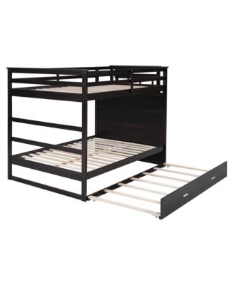 Full Over Full Bunk Bed With Twin Size Trundle And Staircase, Espresso