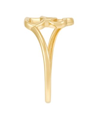 Double Heart Bypass Ring in 10k Yellow Gold