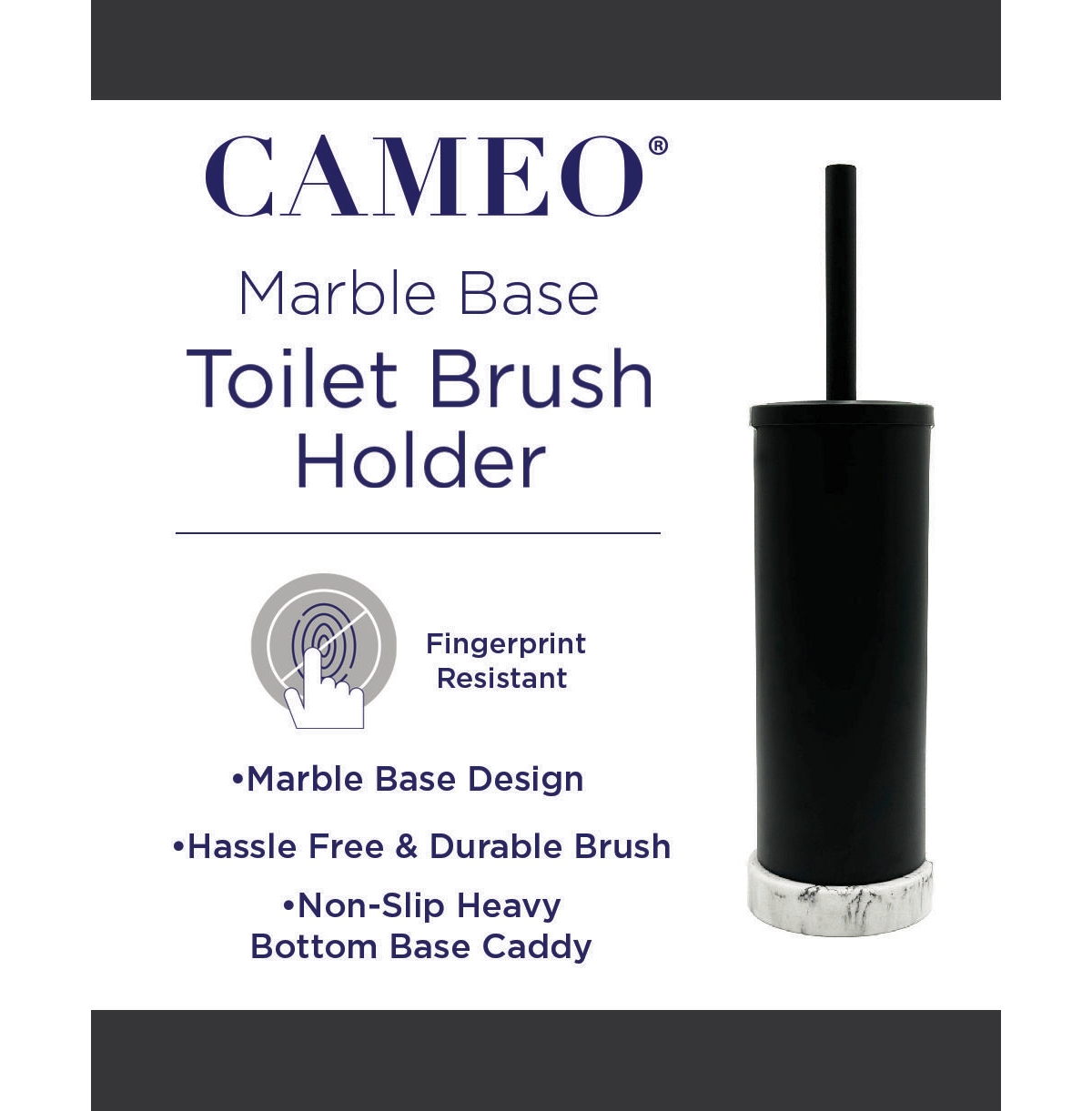 Cameo Toilet Bowl Cleaning Brush, Marble base, Stainless-Steel Holder, Fingerprint-Proof