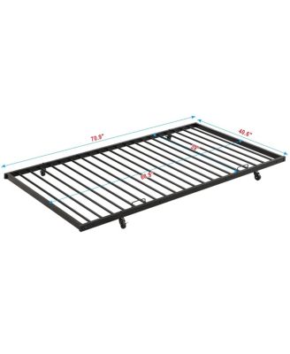 Full Over Full Metal Bunk Bed with Trundle, No Box Spring Needed, Easy Assemble Black