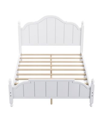 Queen Size Wooden Bed Frame with Headboard Vintage Platform Bed with Slats Support Easy Assembly