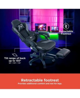 Gaming Chair, Ergonomic Racing-Style Chair with Adjustable Height, Footrest, Lumbar Support, And Comfortable Padding
