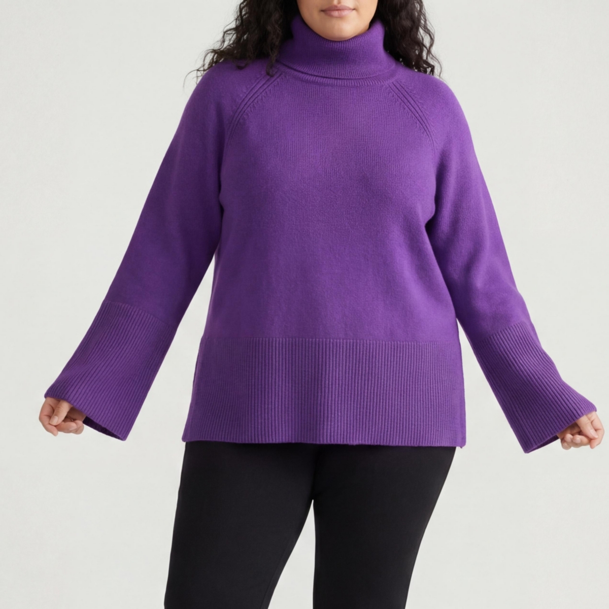 Universal Standard Plus Size Better-Than-Wool Oversize Turtleneck Sweater - Grape