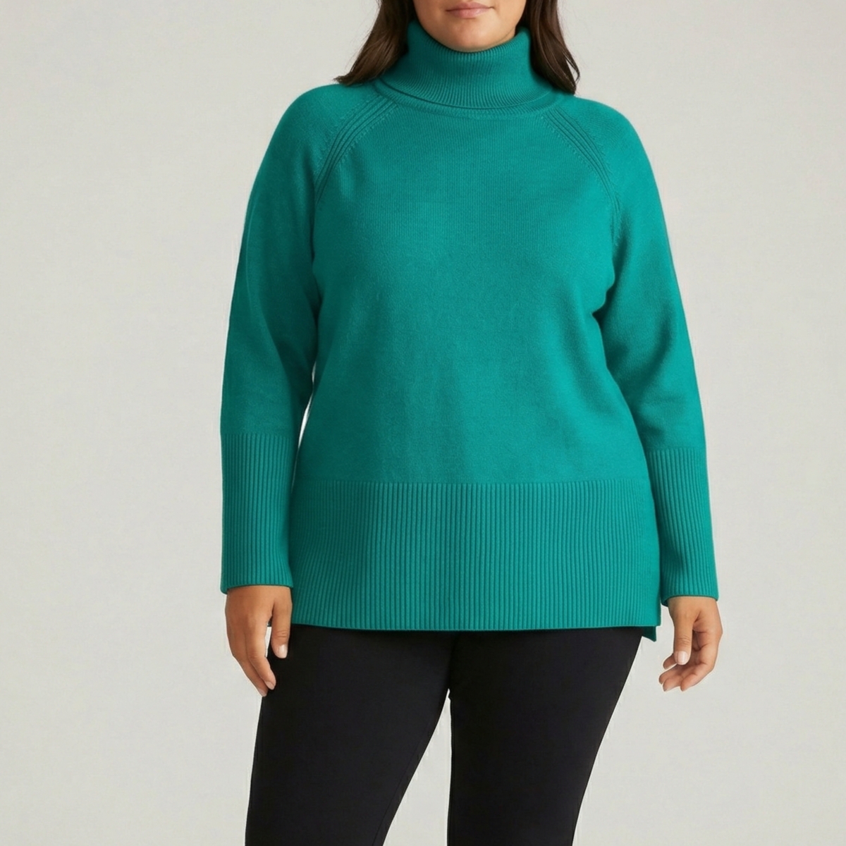 Universal Standard Plus Size Better-Than-Wool Oversize Turtleneck Sweater - Green tourmaline