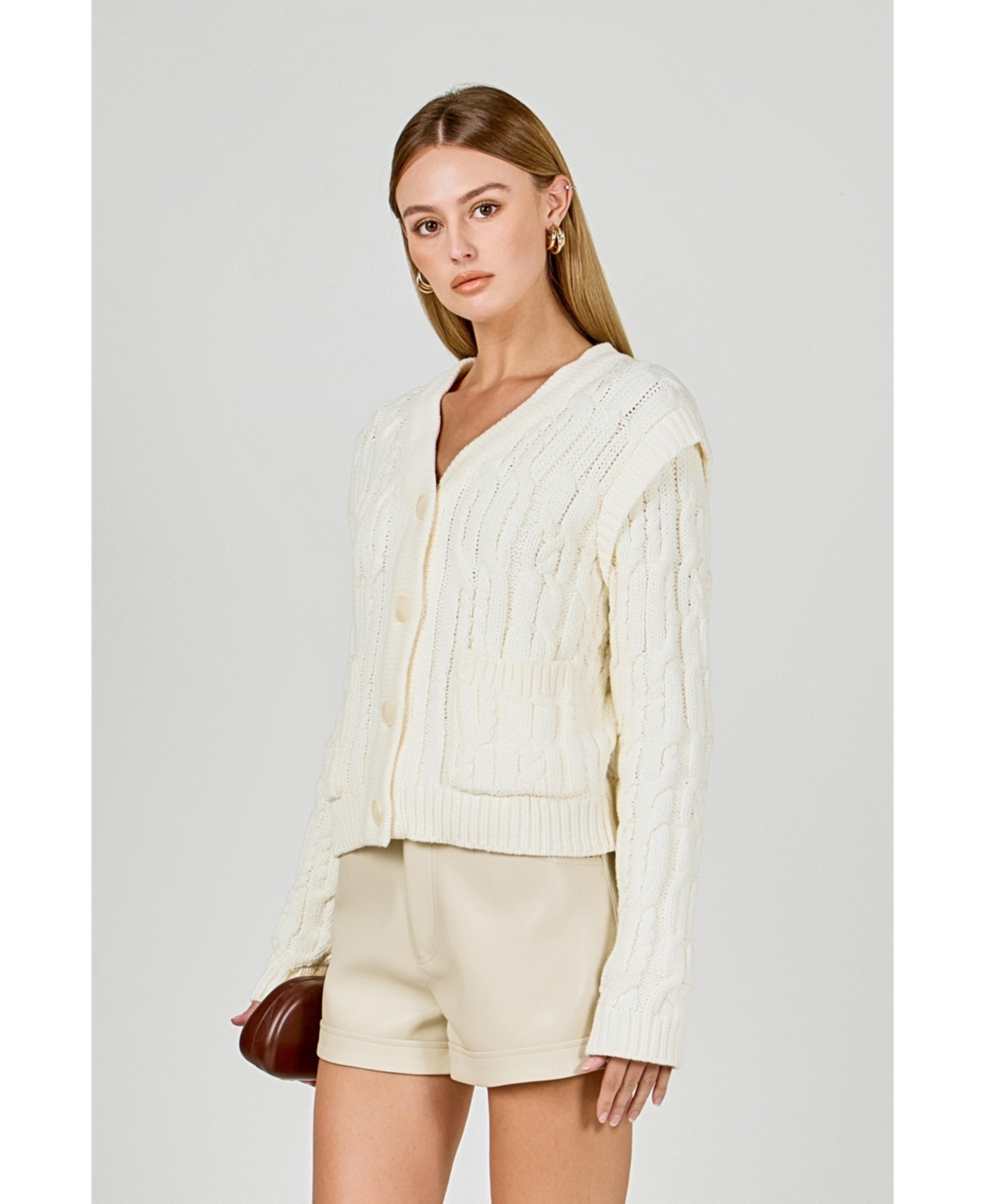 endless rose Women's Cable Knit Cardigan