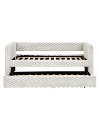Twin Daybed Sofa Bed Pull-Out, Plaid Corduroy