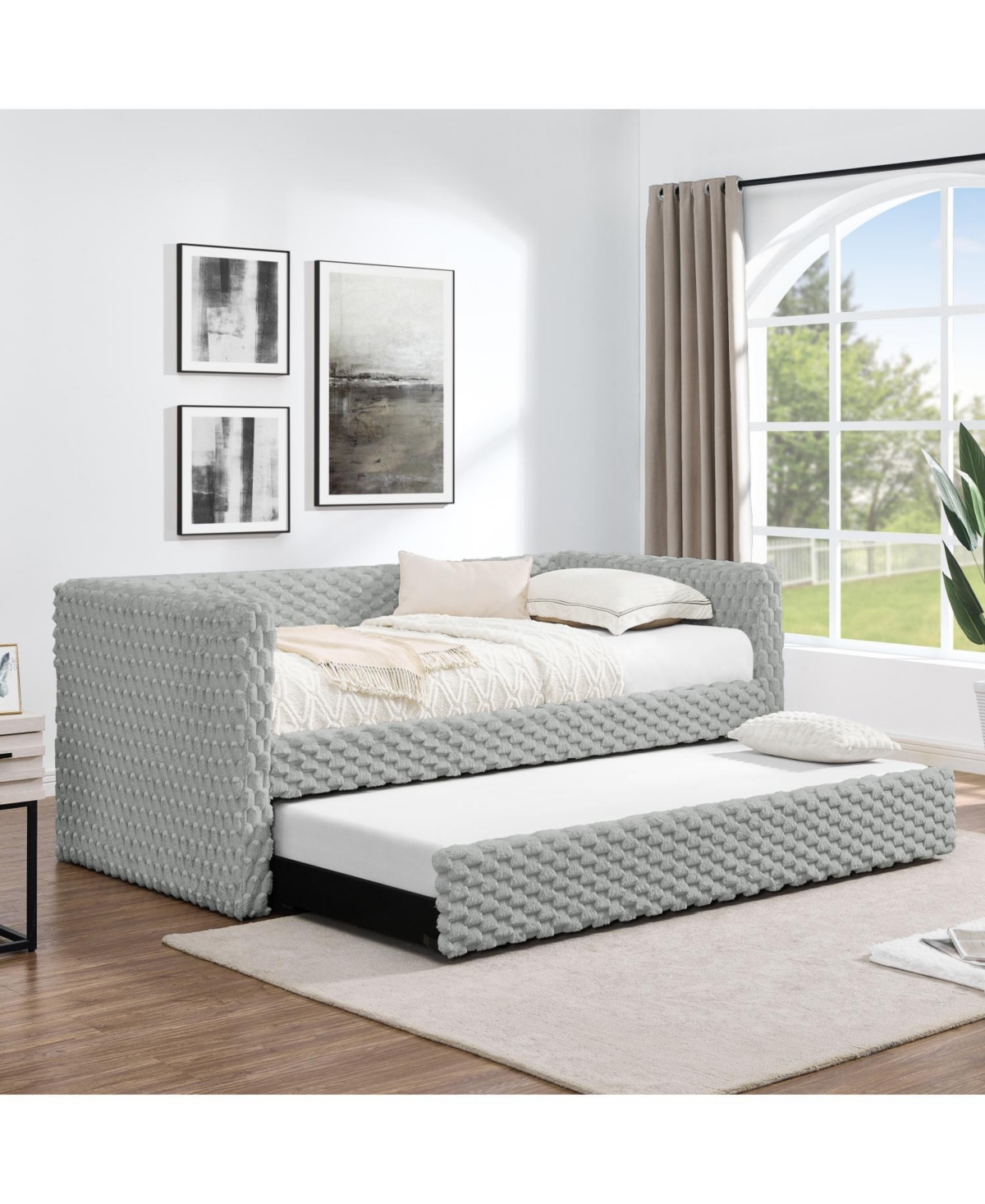 Streamdale Furniture Upholstered Twin Daybed with Pull-Out Trundle