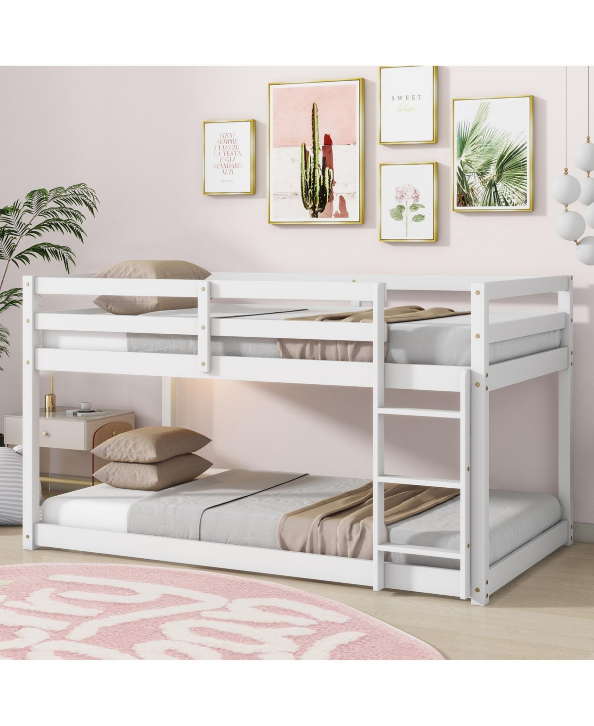 Streamdale Furniture Twin over Twin Loft Bed with Ladder and Reinforced Slats, White