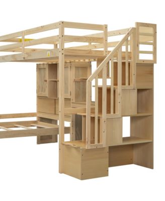 Loft Bed with Desk, Staircase, and Storage
