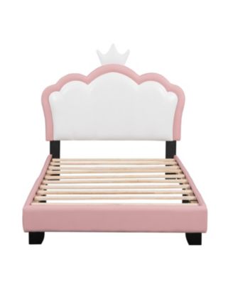 Streamdale Twin size Upholstered Princess Bed With Crown Headboard,Twin Size Platform Bed with Headboard