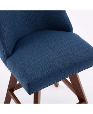 Counter Height Swivel Barstools, 26" H Seat Height Upholstered Bar Stools Set of 2, Fabric in Blue