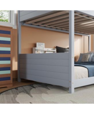 House Bunk Bed with Headboards, Footboards, Ladder, Guardrails