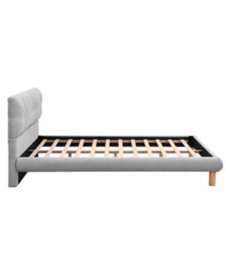 Full Size Upholstered Platform Bed Frame with Cookie-Shaped Headboard, Easy Assembly, soft and comfortable