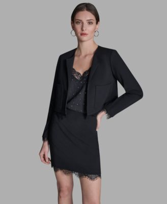Women's Padded Shoulder Open Front Jacket