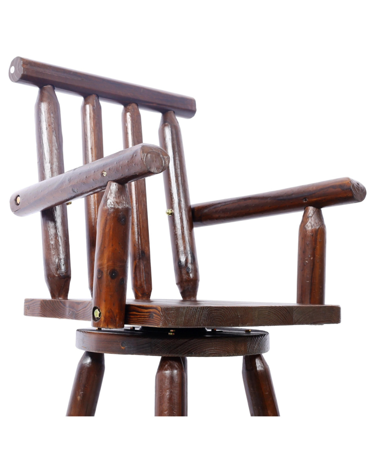 Streamdale Furniture Rustic Fir Wood Bar Stool with Footrest and Wide Armrests