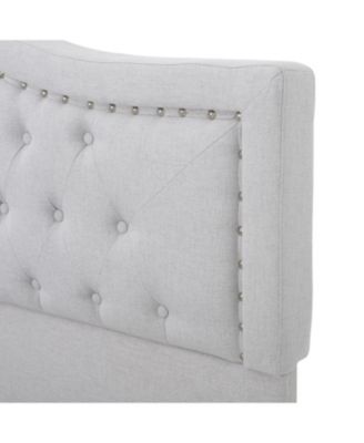  Queen Platform Bed Frame with Arched Nailhead Headboard, No Box Spring Needed