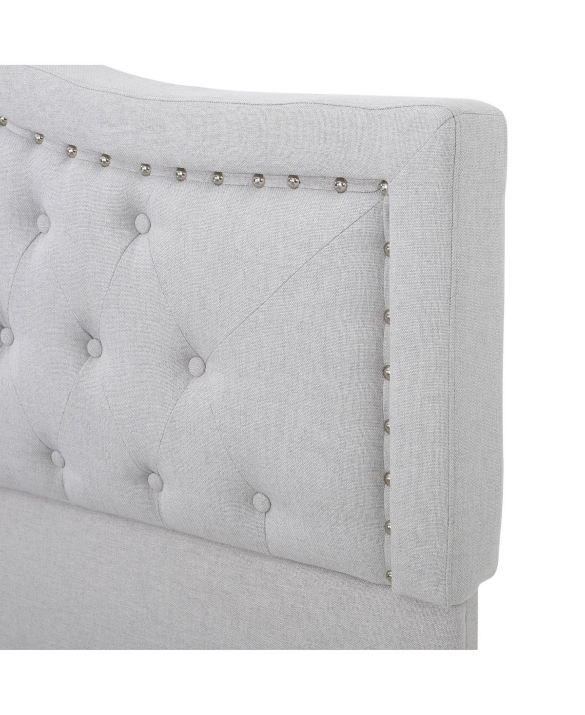 Streamdale Furniture Queen Platform Bed Frame with Arched Nailhead Headboard, No Box Spring Needed