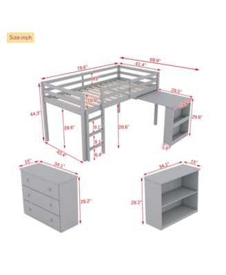 Streamdale Twin Loft Bed with Desk, Storage, and Safety Guardrail