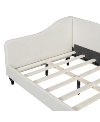 Twin Size L-Shaped Linen Daybed, with Solid Wood Legs.