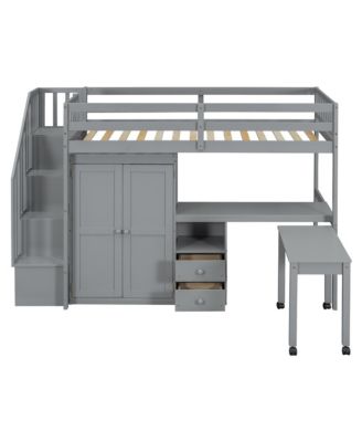 Streamdale Twin Loft Bed with Stairs, Storage & Desk - Multifunctional Kids Furniture