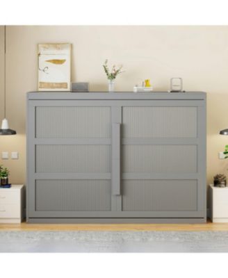 Queen Size Murphy Bed Wall Bed Modern design with LED Lights