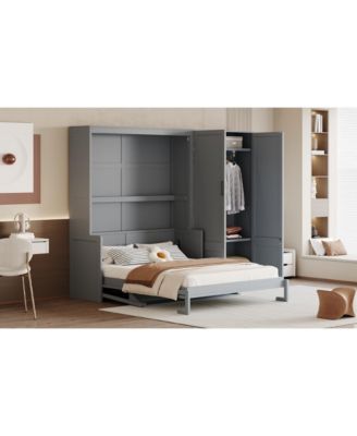Queen Size Murphy Bed Wall Bed with Closet.