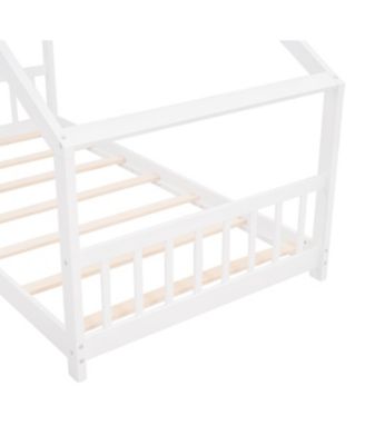 Twin Size House Bed Wood Bed, White