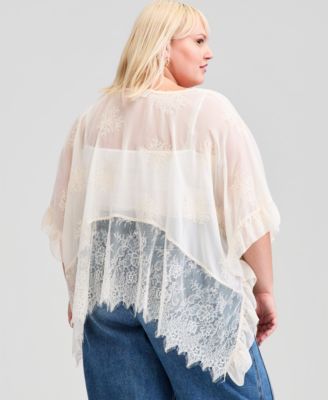 Trendy Plus Size Embroidered Lace Cape