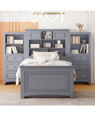 Wood Platform Bed with Built-In Storage