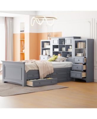 Wood Platform Bed with Built-In Storage