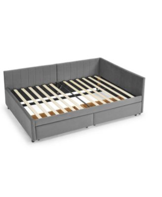 Tufted Upholstered Bed Frame with Drawers Velvet